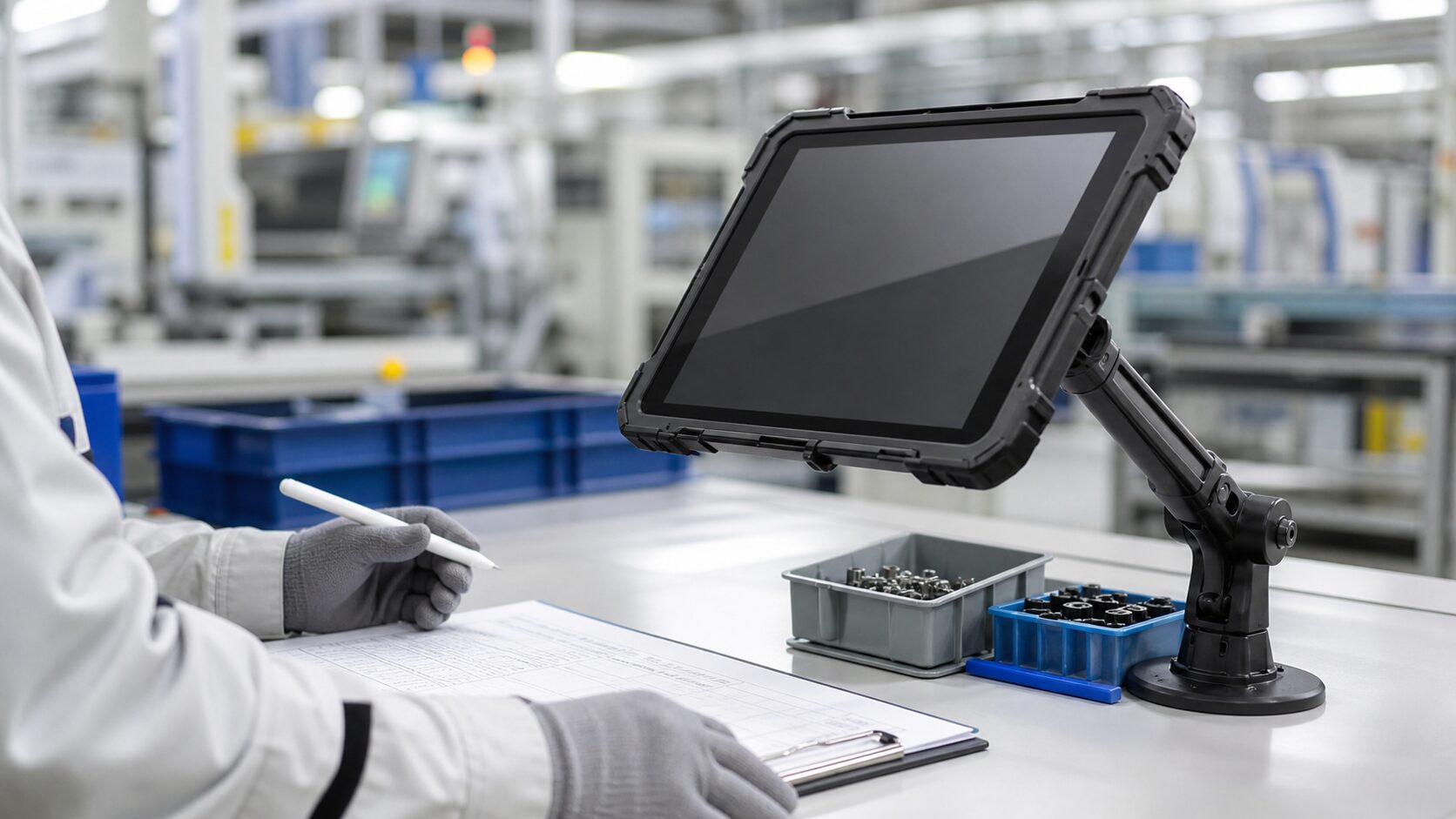 工場でタブレットを使うなら先に揃えたいケースとスタンド